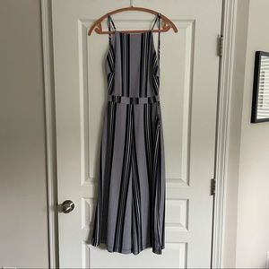 Karlie Striped Jumpsuit Navy Open Back Size Medium